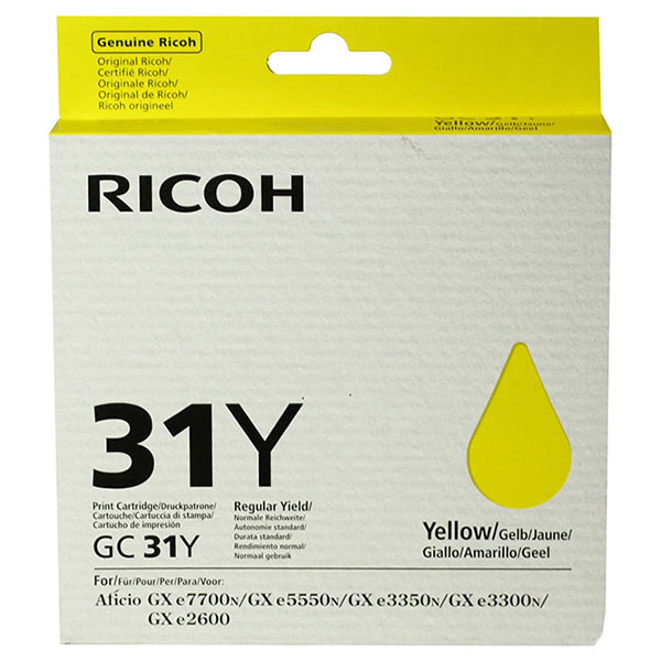 Ricoh Gelsprinter GX e3300N, e3350N, e5550N, e7700N Yellow Ink Cartridge (1,750 Yield)
