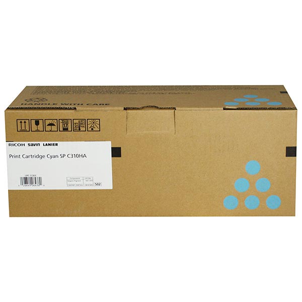 Ricoh Aficio SP C231, C232, C242DN, C311N, C312DN, C320DN High Yield Cyan Toner Cartridge (6,500 Yield) (Type SPC310HA)