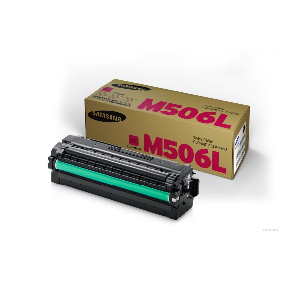 Samsung (CLT-M506L/XAA) CLP-680ND, CLX-6260FD, CLX-6260FW High Yield Magenta Toner Cartridge (3,500 Yield)