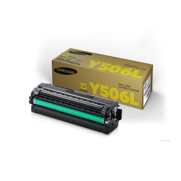Samsung (CLT-Y506L/XAA) CLP-680ND, CLX-6260FD, CLX-6260FW High Yield Yellow Toner Cartridge (3,500 Yield)