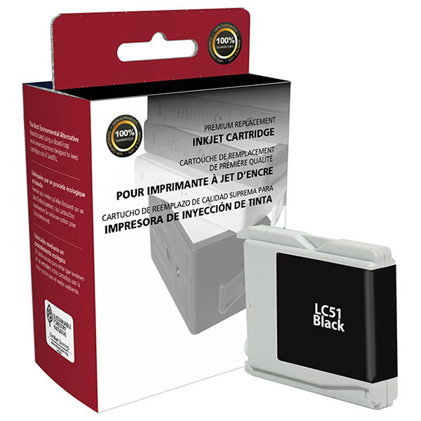 CIG Remanufactured Black Ink Cartridge for IntelliFax-1360 1860C 1960C MFC-230C 240C 440CN 465CN 665CW 685CW 845CW 885CW 3360C 5460CN 5860CN (Alternative for Brother LC51BK) (500 Yield)