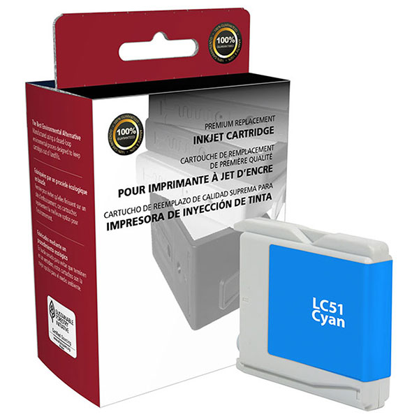 CIG Remanufactured Cyan Ink Cartridge for IntelliFax-1360 1860C 1960C MFC-230C 240C 440CN 465CN 665CW 685CW 845CW 885CW 3360C 5460CN 5860CN (Alternative for Brother LC51C) (400 Yield)
