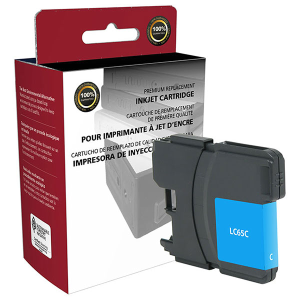 CIG Remanufactured High Yield Cyan Ink Cartridge for MFC-250C, 290C, 490CW, 5490CN, 5890CN, 5895CW, 6490CW, 6890CDW, 790CW, 795CW, 990CW, J220 (Alternative for Brother LC61C, LC65C) (750 Yield)