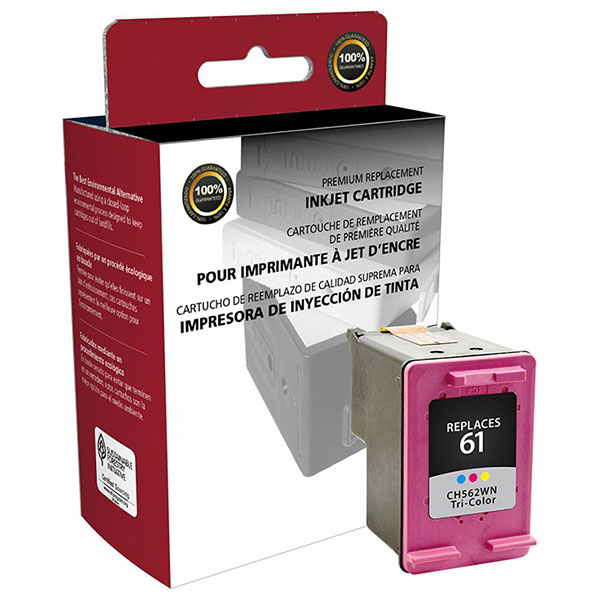 CIG Remanufactured Tri-Color Ink Cartridge for Deskjet 1000, 1010, 1050, 1510, 2050, 2510, 2512, 3000, 3050, 3050A, 3510, 3511, 3512, ENVY 4500, 5530 (Alternative for HP CH562WN, 61) (165 Yield)