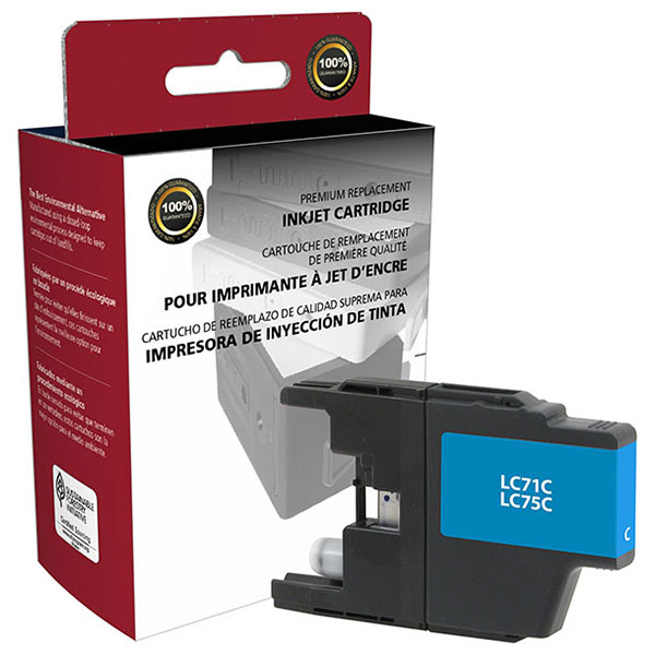 CIG Remanufactured High Yield Cyan Ink Cartridge for MFC-J280W, J425W, J430W, J435W, J625W, J825DW, J835DW, J5910DW, J6510DW, J6710DW, J6910DW (Alternative for Brother LC71C, LC75C) (600 Yield)