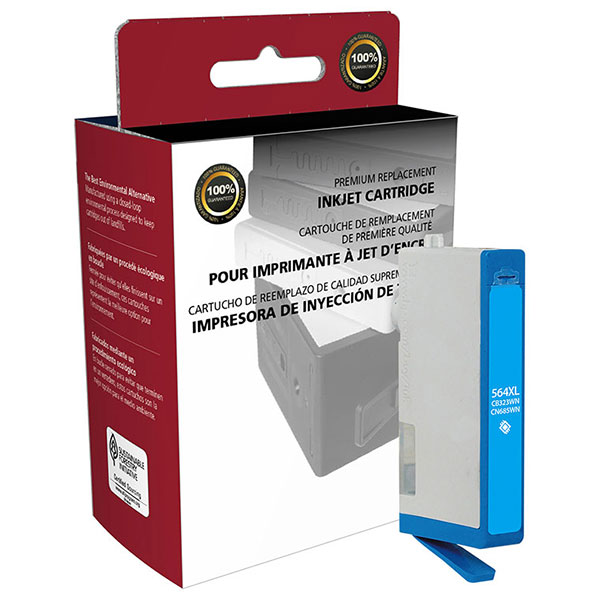 CIG Remanufactured High Yield Cyan Ink Cartridge for Officejet 4620, Photosmart 5510, 6510, 7510, B8550, C6340, C6350, C6380, D5445, D7560 (Alternative for HP CB323WN, CN685WN, 564XL) (750 Yield)