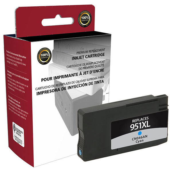 CIG Remanufactured High Yield Cyan Ink Cartridge for Officejet Pro 251dw, 276dw, 8100, 8600 (Alternative for HP CN046AN, 951XL) (1,500 Yield)