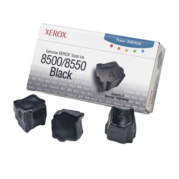 Xerox Phaser 8500, 8550 Black Solid Ink (3 Sticks/Box) (Total Box Yield 3,000)