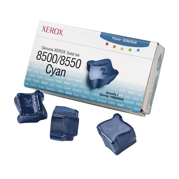 Xerox Phaser 8500, 8550 Cyan Solid Ink (3 Sticks/Box) (Total Box Yield 3,000)