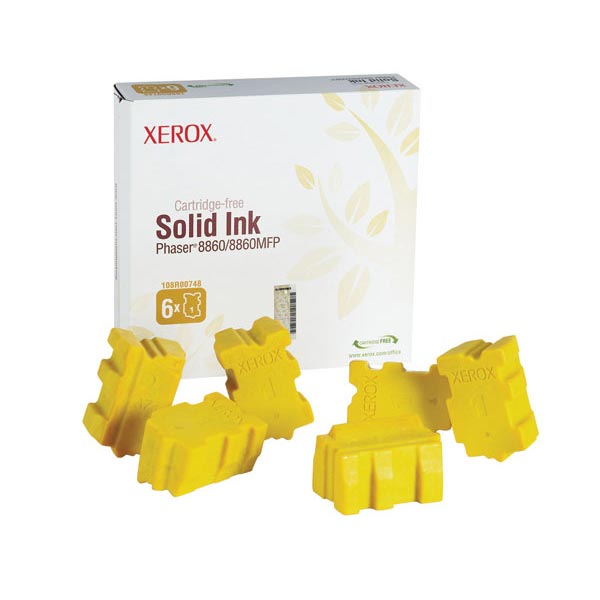 Xerox Phaser 8860, 8860MFP Yellow Solid Ink (6 Sticks/Box) (Total Box Yield 14,000)