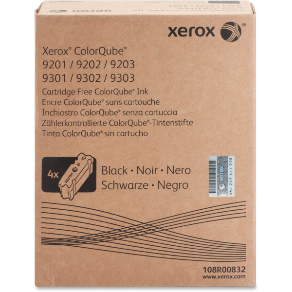 Xerox ColorQube 9201, 9202, 9203, 9301, 9302, 9303 Black Solid Ink (4 Sticks/Box) (Total Box Yield 40,000)