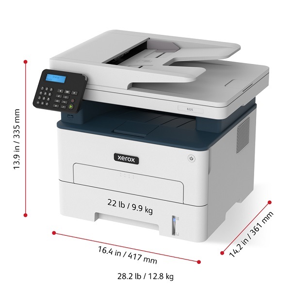 Xerox B225 Mono Laser MFP Printer (110V) (36 ppm) (8.5" x 14") (600 x 600 dpi) (512 MB) (Duplex) (Duty 30,000) (USB) (Ethernet) (Wireless) (250 Sheet Tray) (50 ADF) (p/c/s) (ES)