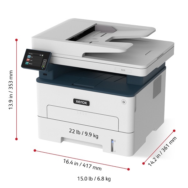 Xerox B235 Mono Laser MFP Printer (110V) (36 ppm) (8.5" x 14") (600 x 600 dpi) (Duplex) (Duty 30,000) (USB) (Ethernet) (Wireless) (250 Sheet Input Tray) (p/c/s/f) (Automatic 2-Sided Printing) (ES)