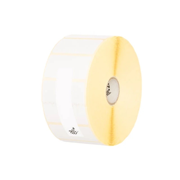 Zebra TT Label, Gloss Polyester (1.5" x 0.375") Z-Ultimate 2000T (3" Core) (10000/Roll) (1 Rolls/Ctn) (Perf) (8" Outer) (Value Coated) (High Perform PermAcrylic Adhesive) (Pearl White)