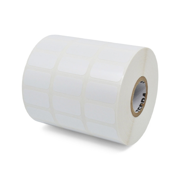 Zebra TT Label, Gloss Polyester (1" x 0.5") Z-Ultimate 2000T (3 Across) (1" Core) (5001/Roll) (1 Rolls/Ctn) (Perf) (5" Outer) (Value Coated) (High Perform PermAcrylic Adhesive) (Pearl White)