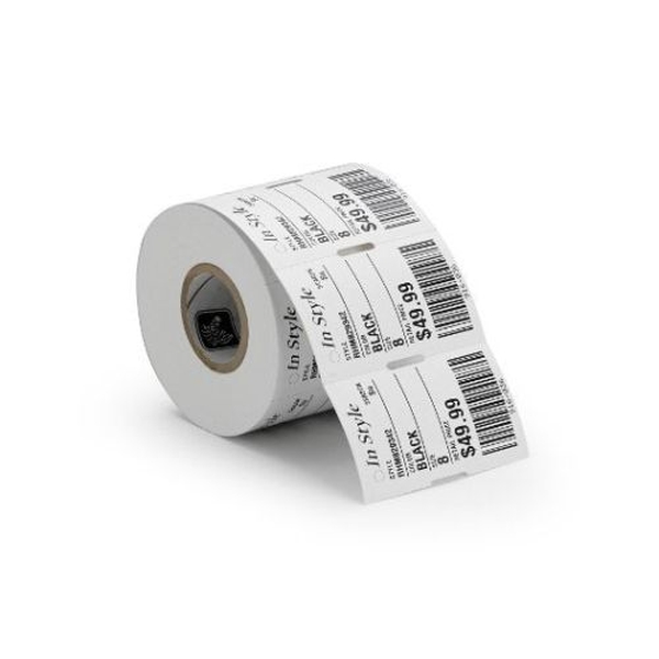 Zebra TT Label (Gloss Polyester) (2" x 0.25") Z-Ultimate 2000T (1" Core) (2500/Roll) (1 Roll/Ctn) (Perf) (8" Outer) (Value Coated) (High Performance Perm Acrylic Adhesive) (Pearl White)