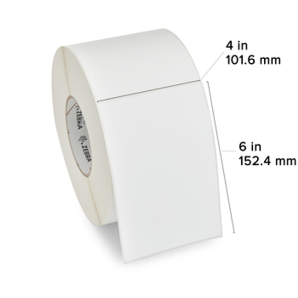 Zebra TT Label (Polyester) (1" x 0.5") Z-Ultimate 4000T (3" Core) (7770/Roll) (1 Roll/Ctn) (Perforated) (8" Outer) (High Performance Coated) (High-Tack Perm Acrylic Adhesive) (White Gloss)