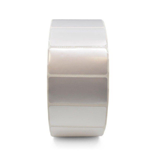 Zebra TT Label, Polyester (2.75" x 1.25") Z-Ultimate 4000T (3" Core) (3,000/Roll) (1 Rolls/Ctn) (High Perform Coated) (Perf) (8" Outer) (High Perform Perm Acrylic Adhesive) (Silver Gloss)