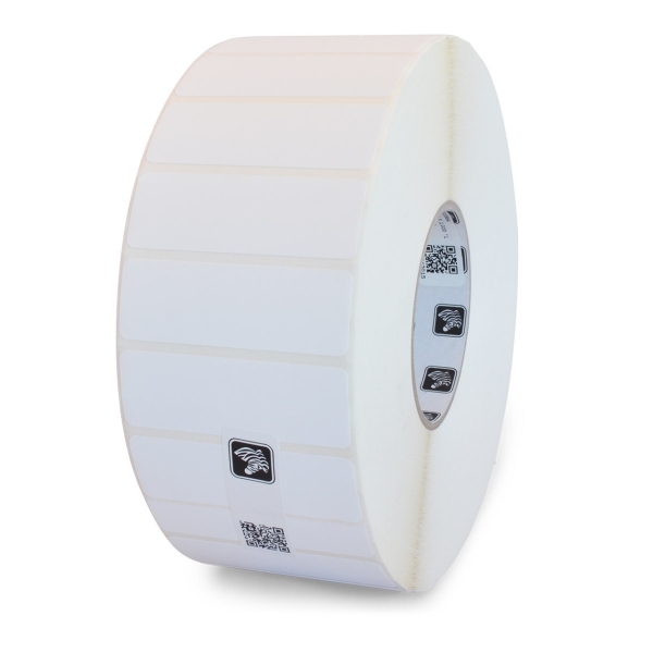 Zebra DT Label, Paper (3" x 1") Z-Perform 2000D (3" Core) (5,000/Roll) (4 Rolls/Ctn) (Value Coated) (Perforated) (8" Outer) (All Temp Permanent Acrylic Adhesive) (White)