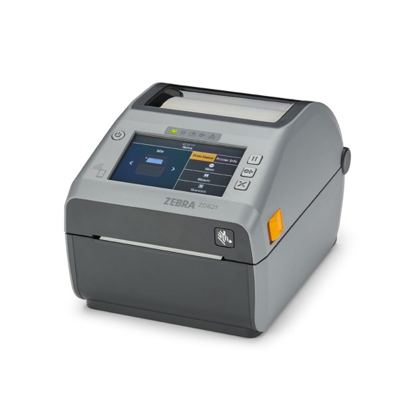 Zebra Direct Thermal Printer ZD621; Color Touch LCD, 203 dpi, USB, USB Host, Ethernet, Serial, BTLE5, US Cord, Swiss Font, EZPL