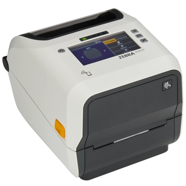 Zebra Direct Thermal Printer ZD621; Healthcare, Color Touch LCD; 203 dpi, USB, USB Host, Ethernet, Serial, BTLE5, US Cord, Swiss Font, EZPL