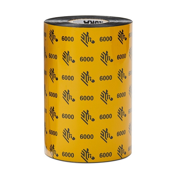 Zebra Thermal Transfer Ribbon Wax (4.33" x 1476 Roll) 6000 Wax (1" Core) (24 Rolls/Ctn)