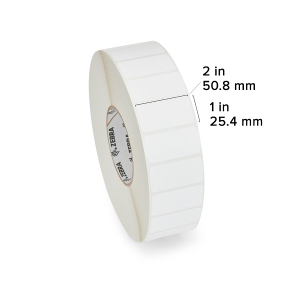 Zebra Thermal Transfer Label Paper (2" x 1") Z-Perform 2000T (3" Core) (5500/Roll) (10 Rolls/Ctn) (Non Coated Paper) (Perforated) (12" Outer) (Permanent Acrylic Adhesive) (White)