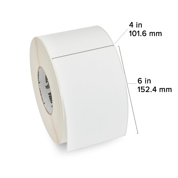 Zebra Direct Thermal Label Paper (4" x 6.5") Z-Perform 2000D (3" Core) (900/Roll) (4 Rolls/Ctn) (Top Coated Paper) (Perf) (8" Outer) (All-Temp Permanent Adhesive) (White)