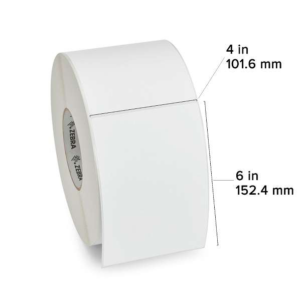 Zebra Direct Thermal Label Paper (4" x 6") Z-Perform 2000D (3" Core) (1000/Roll) (4 Rolls/Ctn) (Top Coated Paper) (Perforated) (All-Temp Permanent Adhesive) (8" Outer Diameter) (White)