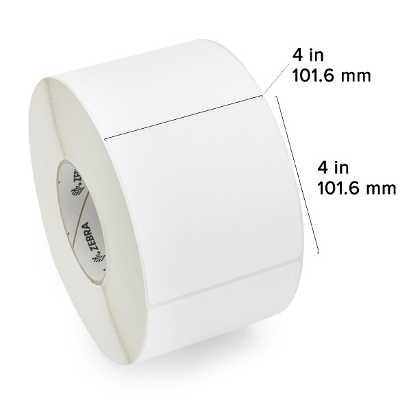 Zebra Direct Thermal Label Paper (4" x 4") Z-Perform 2000D (3" Core) (1500/Roll) (4 Rolls/Ctn) (Non Coated Paper) (Perforated) (8" Outer) (All-Temp Permanent Adhesive) (White)