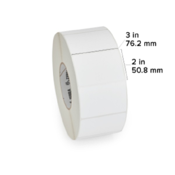Zebra Direct Thermal Label Paper (3" x 2") Z-Perform 2000D (3" Core) (2750/Roll) (6 Rolls/Ctn) (Top Coated Paper) (Perforated) (All-Temp Permanent Adhesive) (8" Outer) (White)