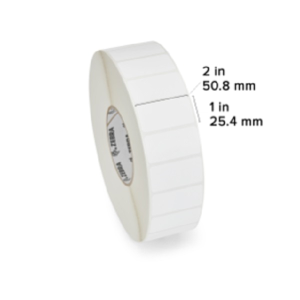 Zebra Direct Thermal Label Paper (2" x 1") Z-Perform 2000D (3" Core) (5500/Roll) (8 Rolls/Ctn) (Top Coated Paper (Perforated) (8" Outer) (All-Temp Permanent Adhesive) (White)