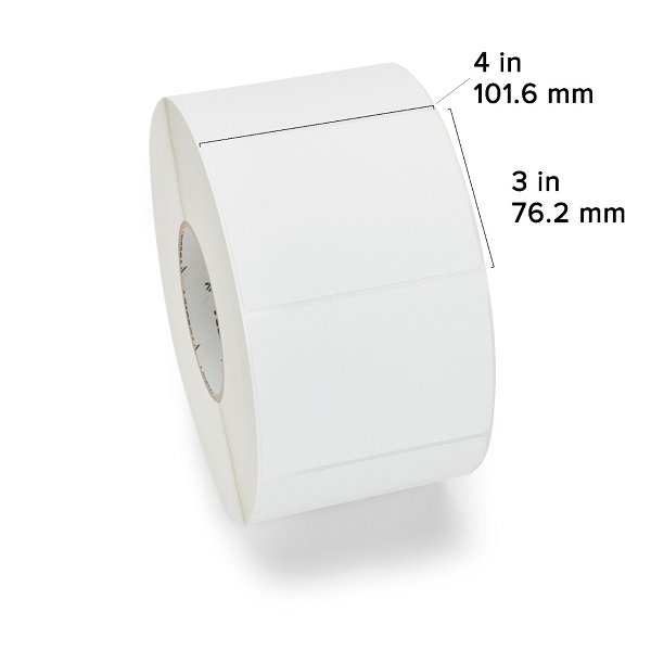 Zebra Direct Thermal Label Paper (4" x 3") Z-Perform 1000D (3" Core) (2000/Roll) (4 Rolls/Ctn) (Non Coated Paper) (Perforated) (8" Outer) (Permanent Acrylic Adhesive) (White)