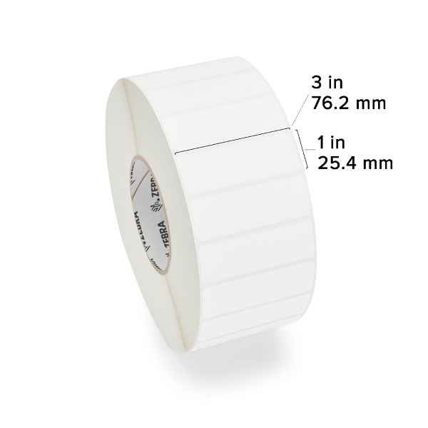 Zebra Direct Thermal Label Paper (3" x 1") Z-Perform 1000D (3" Core) (5500/Roll) (6 Rolls/Ctn) (Non Coated Paper) (Perforated) (8" Outer) (Permanent Acrylic Adhesive) (White)