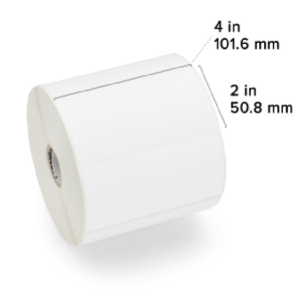 Zebra Thermal Transfer Label Polyester (4" x 2") Z-Ult 4000T High-Tack (1" Core) (1340/Roll) (4 Rolls/Ctn) (Polyester Paper) (Perf) (5" Outer) (High Perforamance Permanent Adhesive) (White)