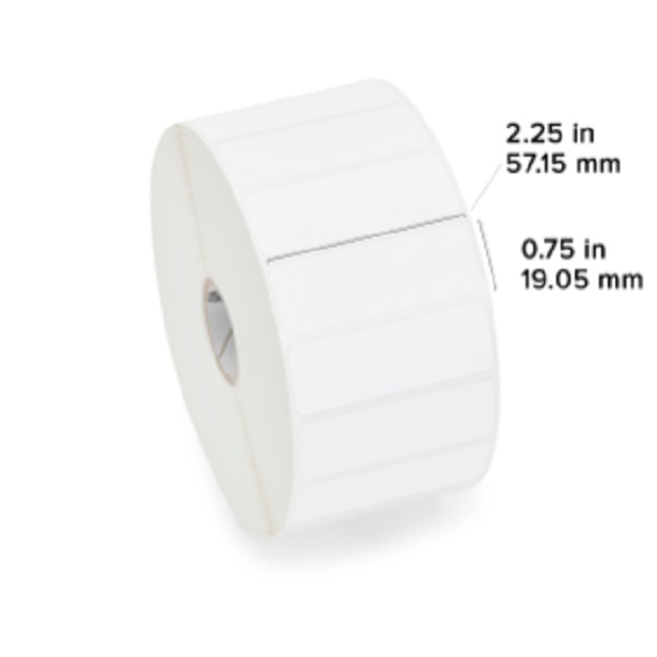 Zebra Thermal Transfer Label Paper (2.25" x 0.75") Z-Select 4000T (1" Core) (3320/Roll) (6 Rolls/Ctn) (Top Coated Paper) (Perforated) (5" Outer) (Permanent Acrylic Adhesive) (White)