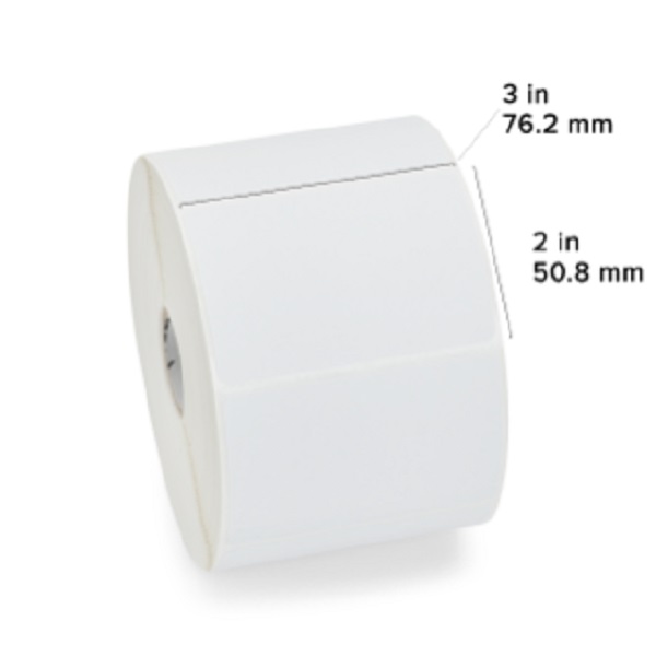 Zebra Thermal Transfer Label Paper (3" x 2") Z-Select 4000T (1" Core) (1370/Roll) (6 Rolls/Ctn) (Top Coated Paper) (Perforated) (5" Outer) (Permanent Acrylic Adhesive) (White)