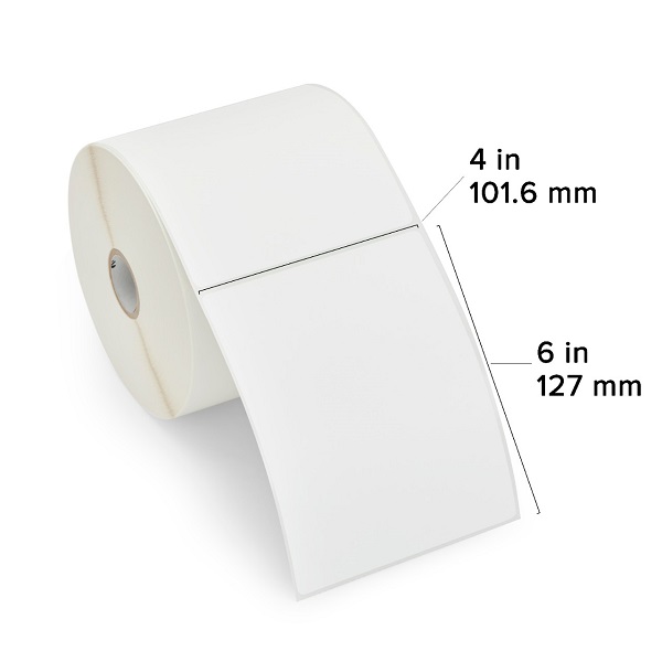 Zebra Thermal Transfer Label Paper (4" x 5") Z-Select 4000T (1" Core) (570/Roll) (6 Rolls/Ctn) (Top Coated Paper) (Perforated) (5" Outer) (Permanent Acrylic Adhesive) (White)