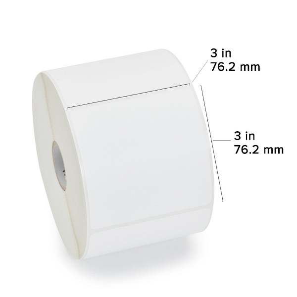 Zebra Direct Thermal Label Paper (3" x 3") Z-Perform 2000D (1" Core) (840/Roll) (6 Rolls/Ctn) (Top Coated Paper) (Perforated) (5" Outer) (All-Temp Permanent Adhesive) (White)