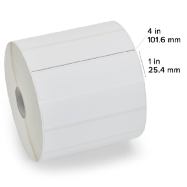 Zebra Direct Thermal Label Paper (4" x 1") Z-Select 4000D (1" Core) (2340/Roll) (6 Rolls/Ctn) (Top Coated Paper) (Perforated) (5" Outer) (All-Temp Permanent Adhesive) (White)