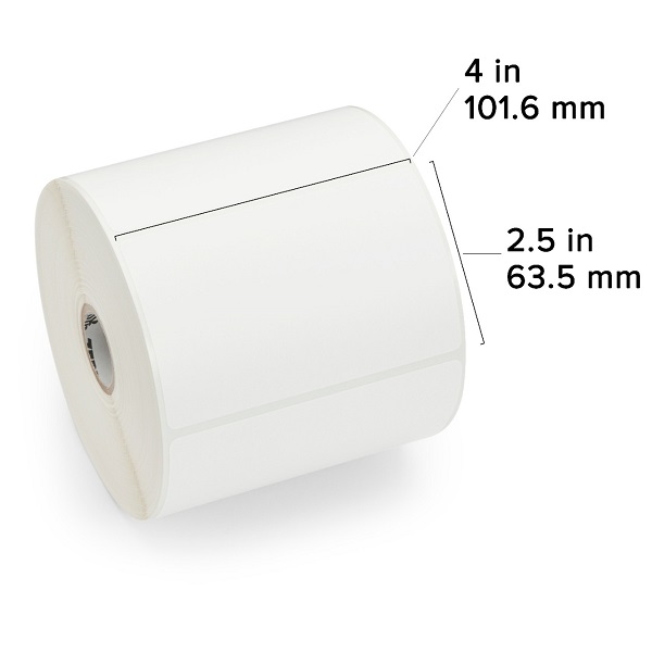 Zebra Direct Thermal Label Paper (4" x 2.5") Z-Select 4000D (1" Core) (1000/Roll) (6 Rolls/Ctn) (Top Coated Paper) (Perforated) (5" Outer) (All-Temp Permanent Adhesive) (White)