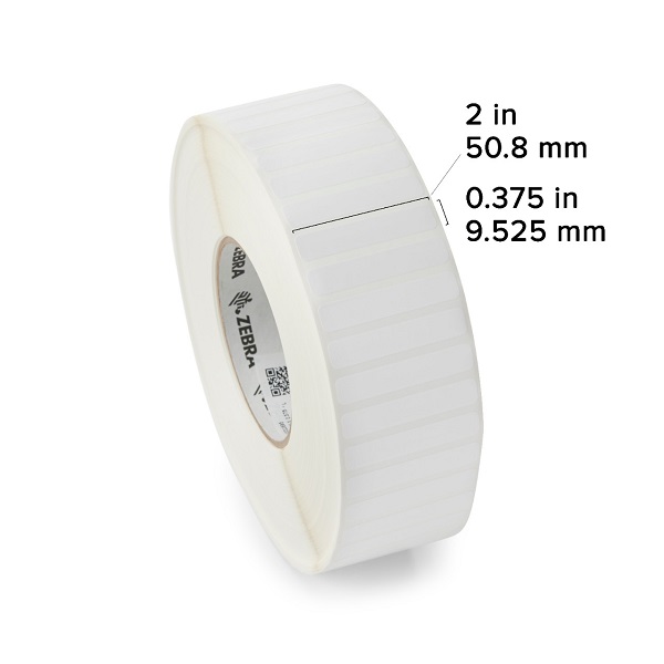 Zebra Thermal Transfer Label (Polyester) (2" x 0.375") Z-Ultimate 3000T (3" Core) (10000/Roll) (4 Rolls/Ctn) (Not Perforated) (8" Outer) (High Performance Permanent Adhesive) (White)