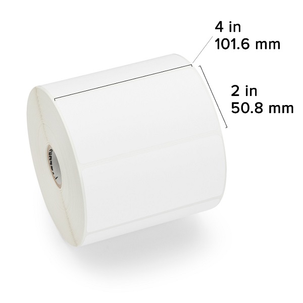 Zebra Direct Thermal Label Paper (4" x 2") Z-Perform 2000D (1" Core) (1240/Roll) (6 Rolls/Ctn) (Top Coated Paper) (Not Perforated) (5" Outer) (All-Temp Permanent Adhesive) (White)