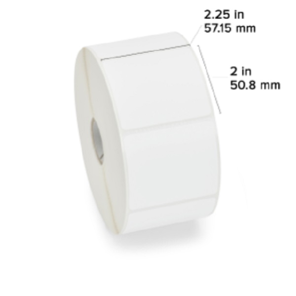 Zebra Direct Thermal Label Paper (2.25" x 2") Z-Select 4000D (1" Core) (1370/Roll) (12 Rolls/Ctn) (Top Coated Paper) (Perforated) (5" Outer) (All-Temp Permanent Adhesive) (White)