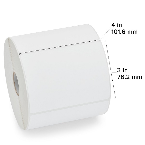 Zebra Direct Thermal Label Paper (4" x 3") Z-Select 4000D (1" Core) (930/Roll) (12 Rolls/Ctn) (Top Coated Paper) (Perforated) (5" Outer) (All-Temp Permanent Adhesive) (White)