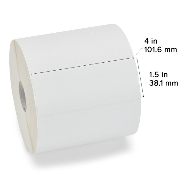 Zebra Direct Thermal Label Paper (4" x 1.5") Z-Perform 2000D (1" Core) (1620/Roll) (6 Rolls/Ctn) (Top Coated Paper) (Perforated) (5" Outer) (All-Temp Peramanent Adhesive) (White)