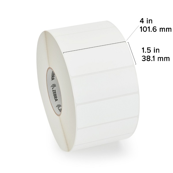Zebra Thermal Transfer Label (Polyester) (4" x 1.5") Z-Ultimate 2000T White (3" Core) (3800/Roll) (4 Rolls/Ctn) (Perforated) (8" Outer) (High Performance Permanent Adhesive) (White)