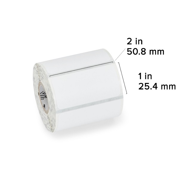 Zebra DT Label Paper (2" x 1") 8000D Lab (3" Core) (428/Roll) (12 Rolls/Ctn) (Coated) (Perforated) (2.20" Outer) (High-Tack Permanent Acrylic Adhesive) (White)