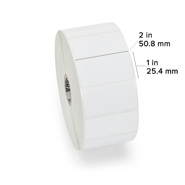 Zebra Direct Thermal Label Paper (2" x 1") Z-Perform 1000D (1" Core) (2340/Roll) (6 Rolls/Ctn) (Non Coated Paper) (Perforated) (5" Outer) (Permanent Acrylic Adhesive) (White)
