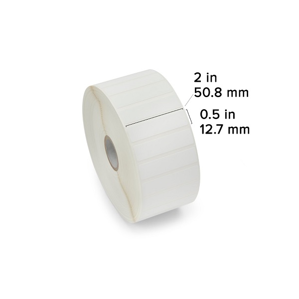 Zebra Thermal Transfer Label (Polypropylene) (2" x 0.5") PolyPro 3000T (1" Core) (3780/Roll) (8 Rolls/Ctn) (Perforated) (5" Outer) (Permanent Acrylic Adhesive) (White)